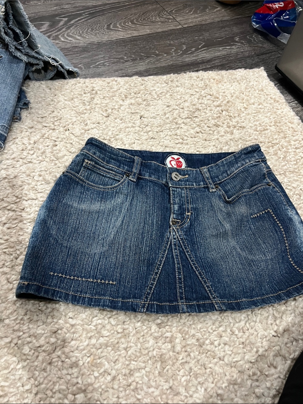 Y2K womens Dark Blue Denim Skirt - blue marlin skirt